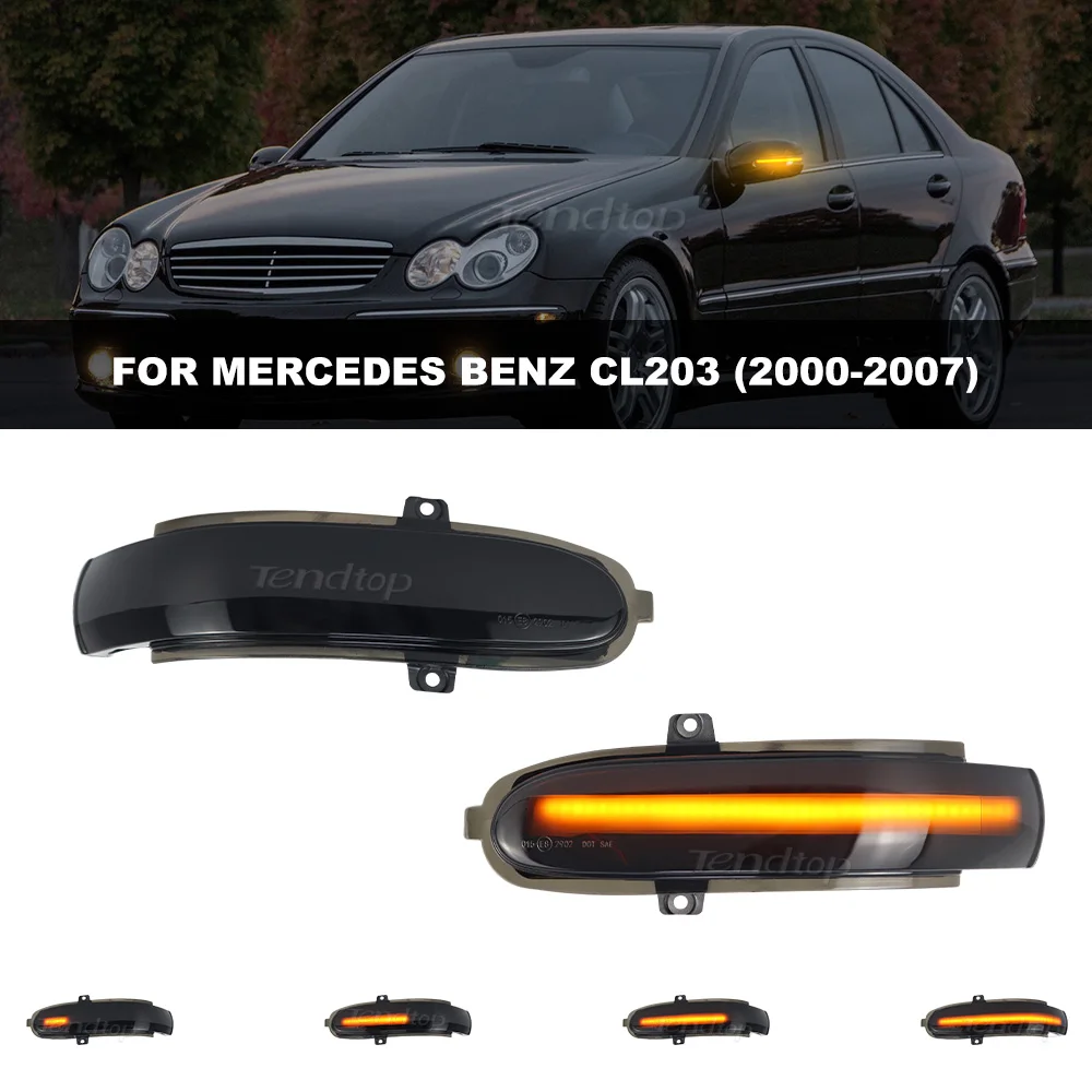 2Pcs LED Dynamic Turn Signal Sequential Light Rearview Flashing Mirror Lamp For Mercedes Benz C Class W203 S203 CL203 2000-2007