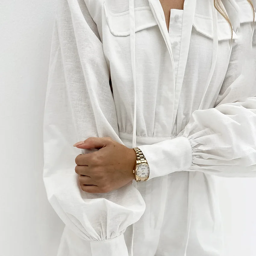 

Versatile Slim Fit Jumpsuit Long Sve orts High Waist Pleated Casual Comfortable Women's Clothing Summer 2024 New Arrival