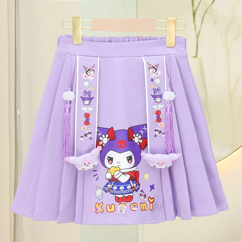 2024 Spring Autumn New Girl Kuromi Anime Jk Academy Style Pleated Skirt Cute Student Sanrios Kawaii Short Skirt Festival Gift