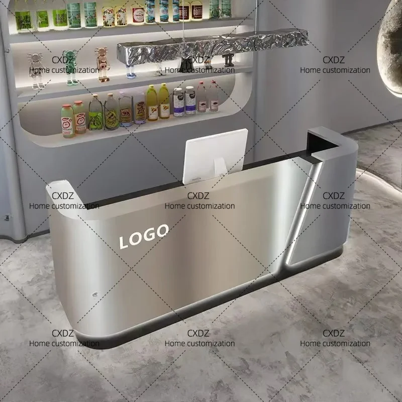 XXStainless Steel Cashier Desk Clothing Store Hair Salon Store Bureaux De Travail Reception Counter Customer Center Furniture