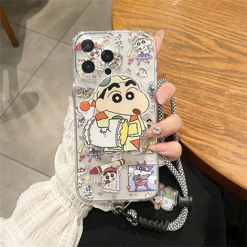 Lindo juego de cómic Crayon Shin-chan amigo Magsafe funda de carga inalámbrica para iPhone 13 12 11 14 15 16 17 Pro Max Plus soporte magnético