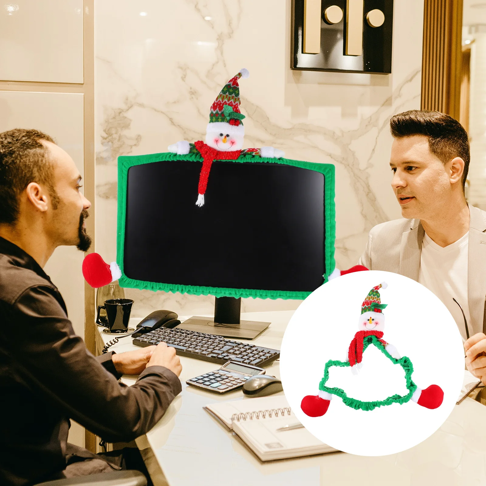

Snowman Protective Case Xmas Monitor Frame Slipcover Christmas Decorations Indoor Computer Elasticity