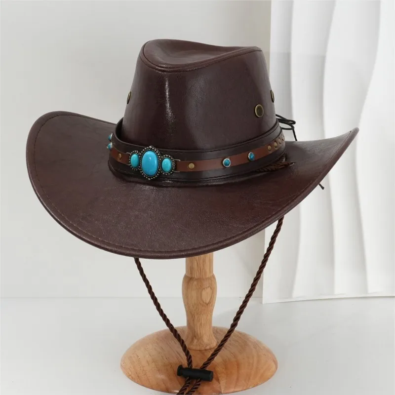 Men's and women's top hats leather three personalized ones with inlaid spikes