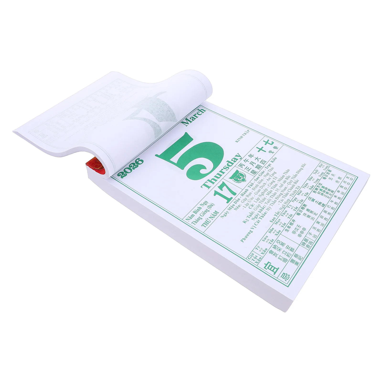 

2026 Vietnamese Lunar Calendar Wall Hanging Traditional Design Thick Paper Fade Resistant Daily Tear-Off Pages Solar Terms
