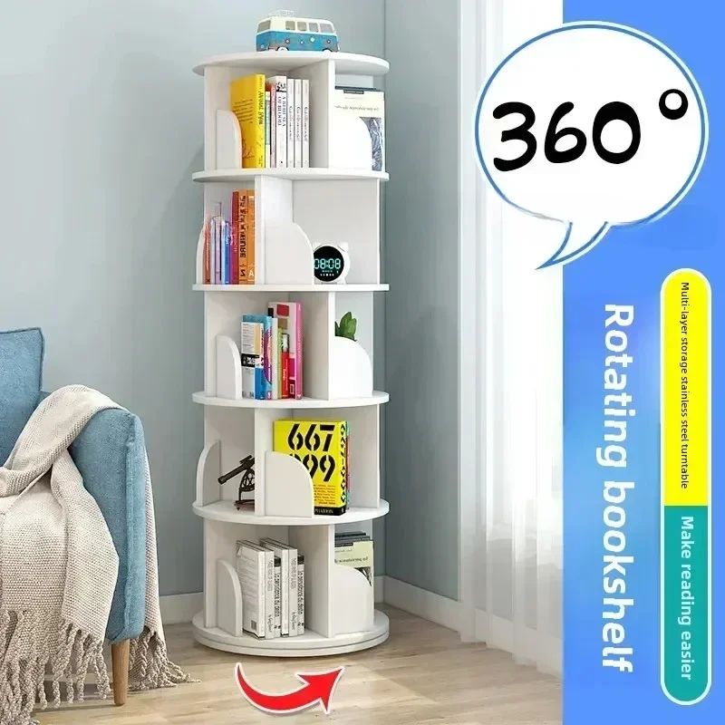 Rotating Bookshelf Book Stand Simple Household Space Saving Simple Landing Student Creative Storage Bookcase  Storage Shelf