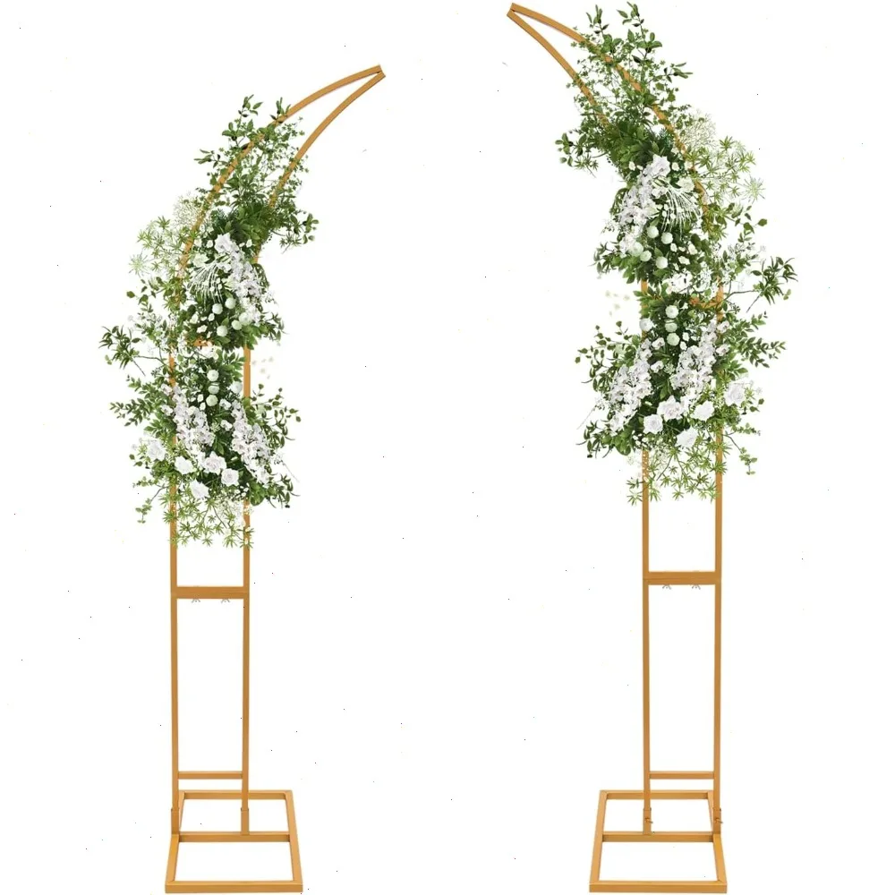 2Pcs Curved Wedding Arch Backdrop Stand , Wedding Arch, Balloon Arch Backdrop Stand Flower Arch Stand For Ceremony Bridal Shower