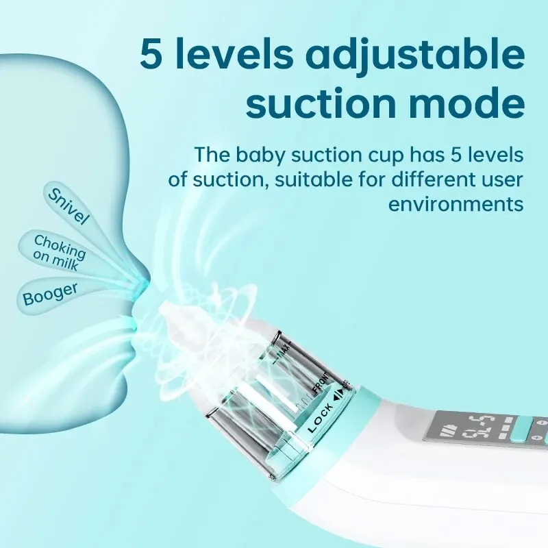 Baby elektrische neusaspirator neus 5 niveaus verstelbare siliconen stille reiniger obstructie rhinitis kind neusaspirator