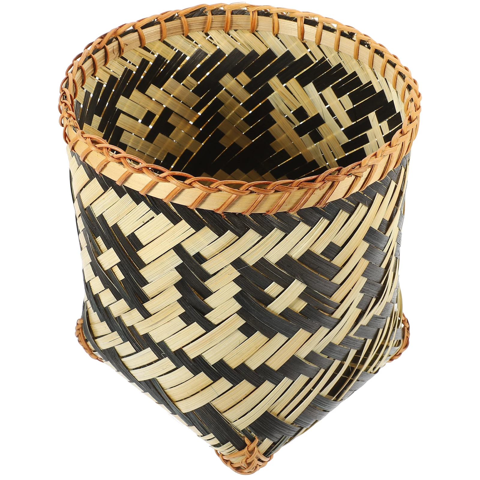 

s Bamboo Woven Trash Can Storage Basket Eco Friendly Decorative Wastebasket Compact Bedroom Room ganizer Container