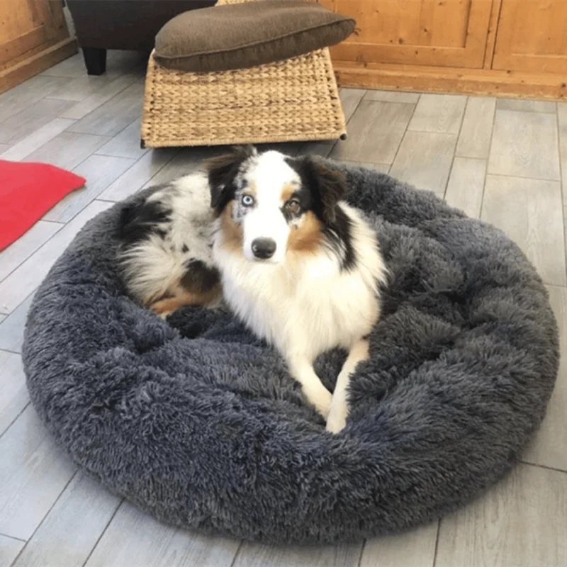 40 cm-100 cm rundes Haustierbett für großes Hundebett, superweiches Katzenbett, langes Plüsch-Hundehaus für mittelgroße Hunde, warmes Winterschlaf