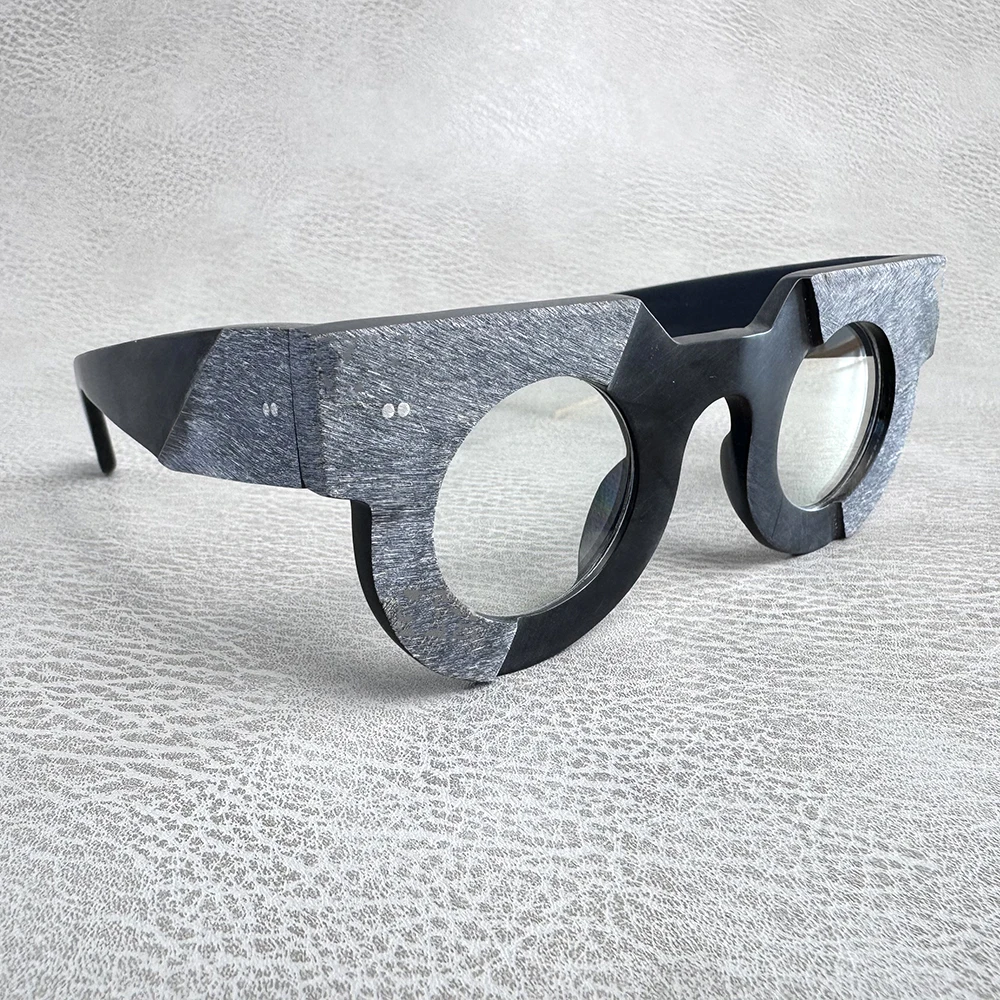Man Glasses Frames Owl Eye Rough Matte Vintage Optical Eyeglasses Unique Handmade Buffalo Horn Prescription Eyeglass Frames - view 6