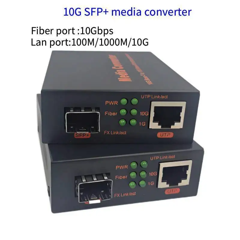 

10G Media Converter Switch SFP+ to SFP+ 10Gbps Fiber Optic to RJ45 100M/1000M/10G Ethernet Switch Gigabit with 10KM/20KM