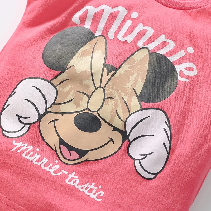 Kids Clothes Minnie Mouse Girls Tops Tees T Shirt Summer Baby Girls Cute Minnie Pink T Shirt for Children\'s Clothing