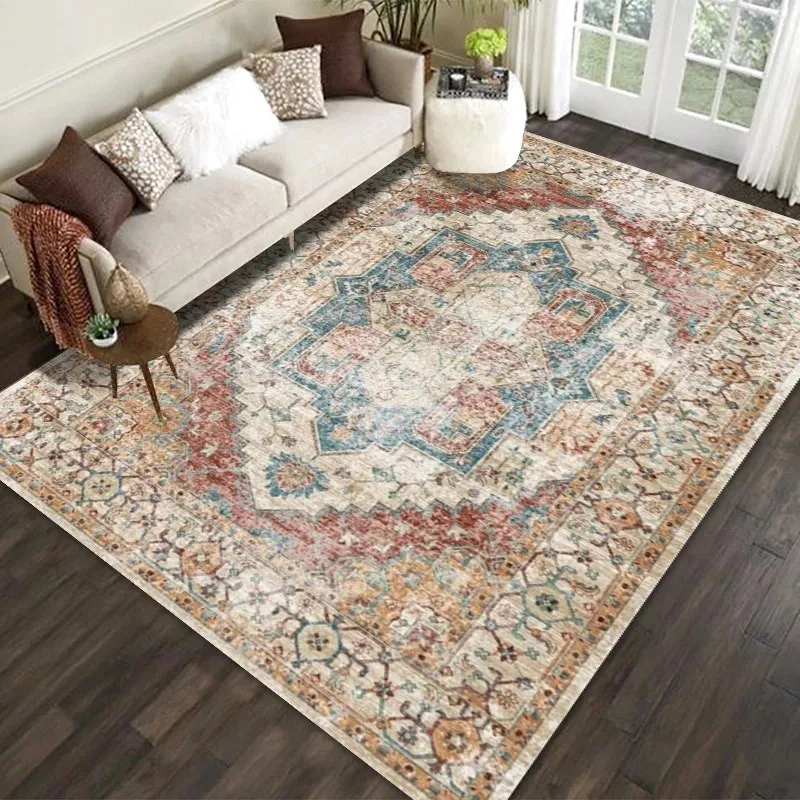 Retro Ethnic Style Carpets for Living Room Persia Bedroom Decor Rug Non-slip Washable Porch Floor Mat Dining Room Lounge Carpet