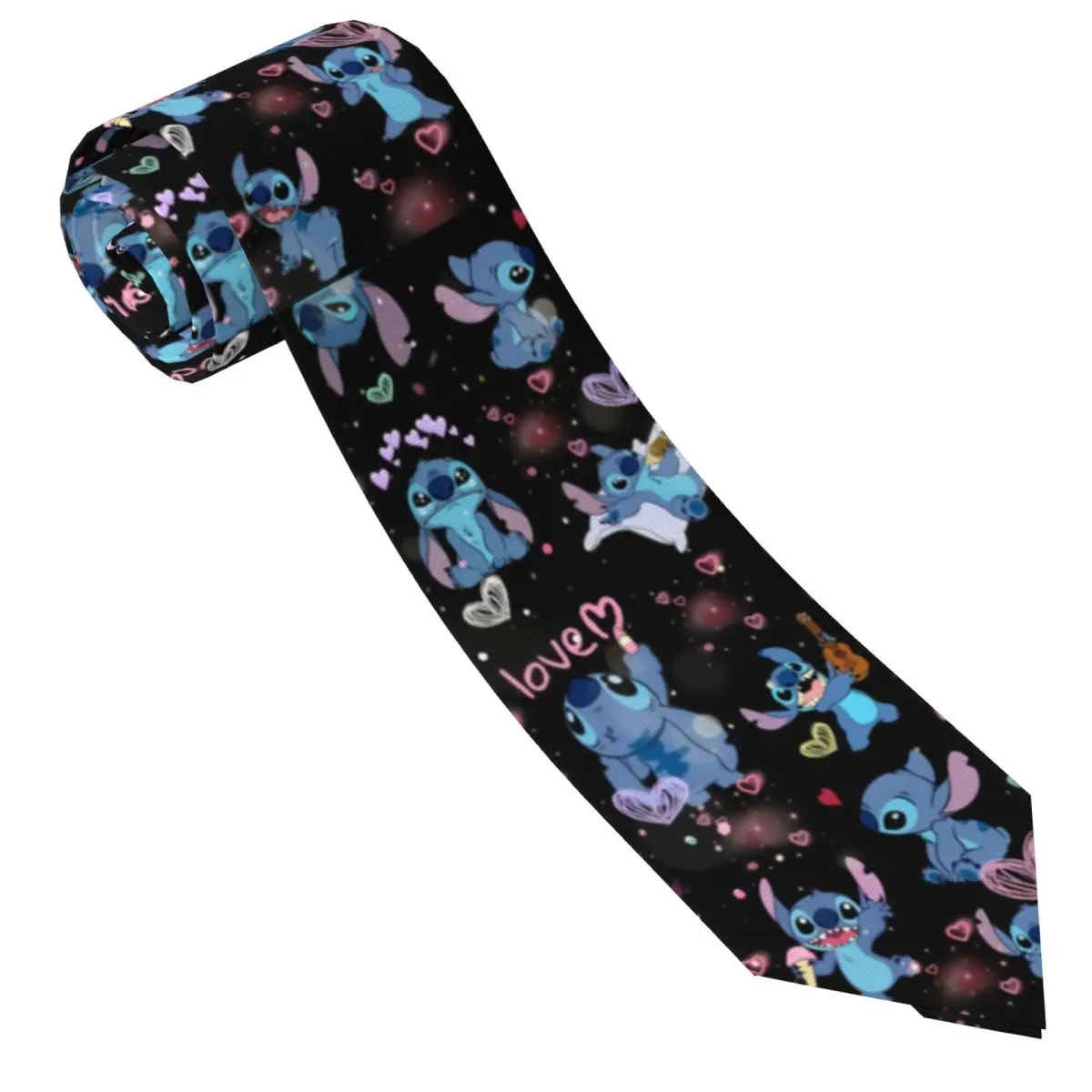 Custom Stitch Cartoon Love Neck Ties Men Mens Silk Tie For Father's Day