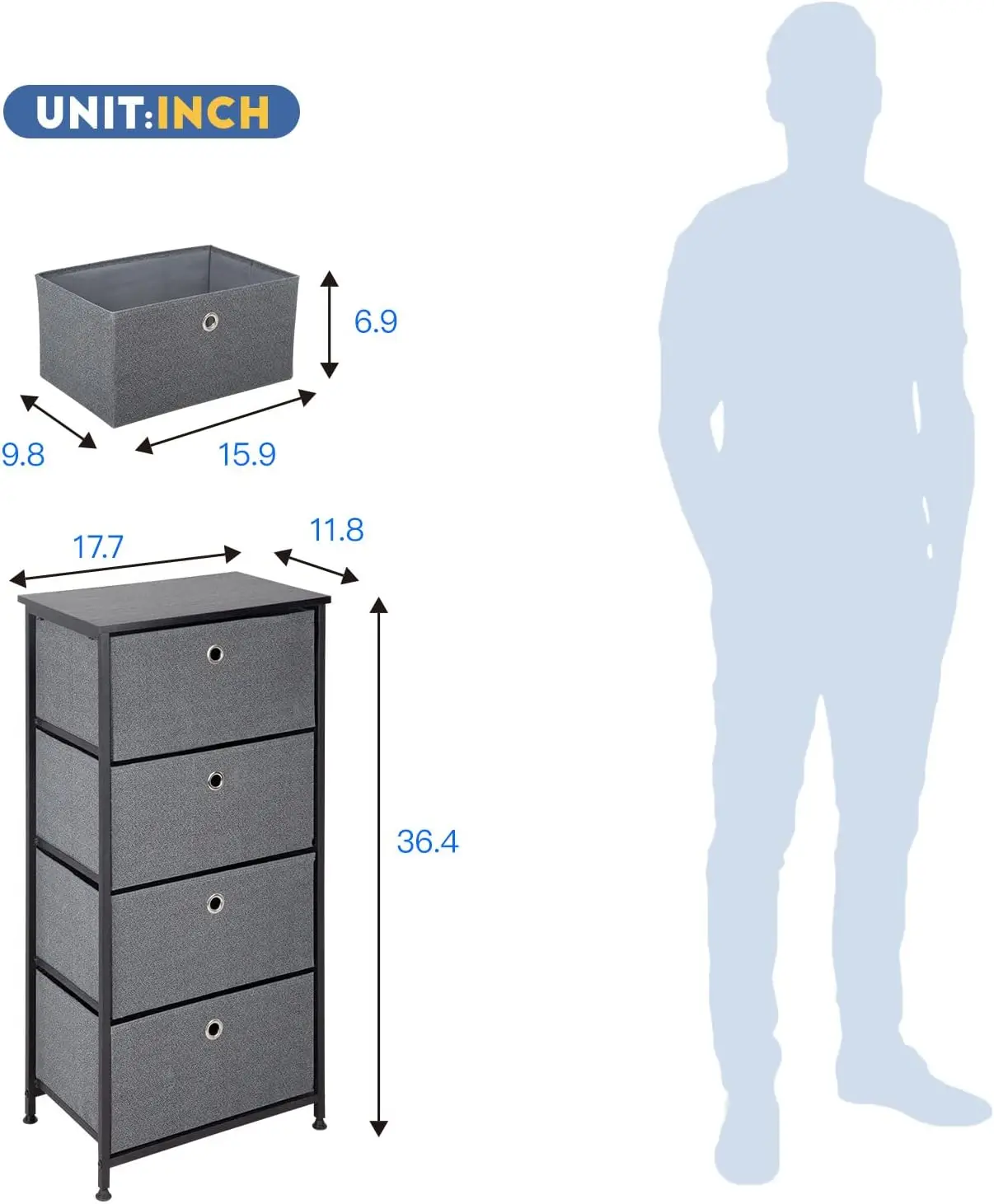 

Paylesshere Drawer Dresser Chest Organizer Fabric Storage Chest Drawer Tower Organizer Unit For Bedroom, Living Room, Hallway,