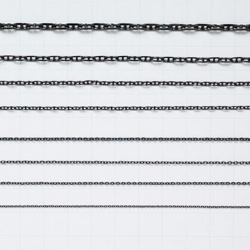 1PCS Black Metal Anchor Chain 0.5Meters Stud Link/O-Link Decorative Cable Modification Detailed Accessories for Scale Model Ship