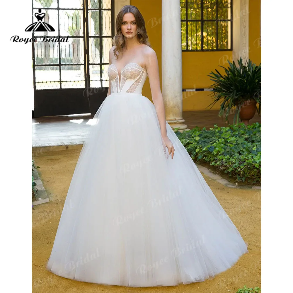 Sweetheart Princess Tulle Wedding Dress 2023 Elegant Bridal Ball Gowns for women Sweep Train Robe De Mariage Off the Shoulder