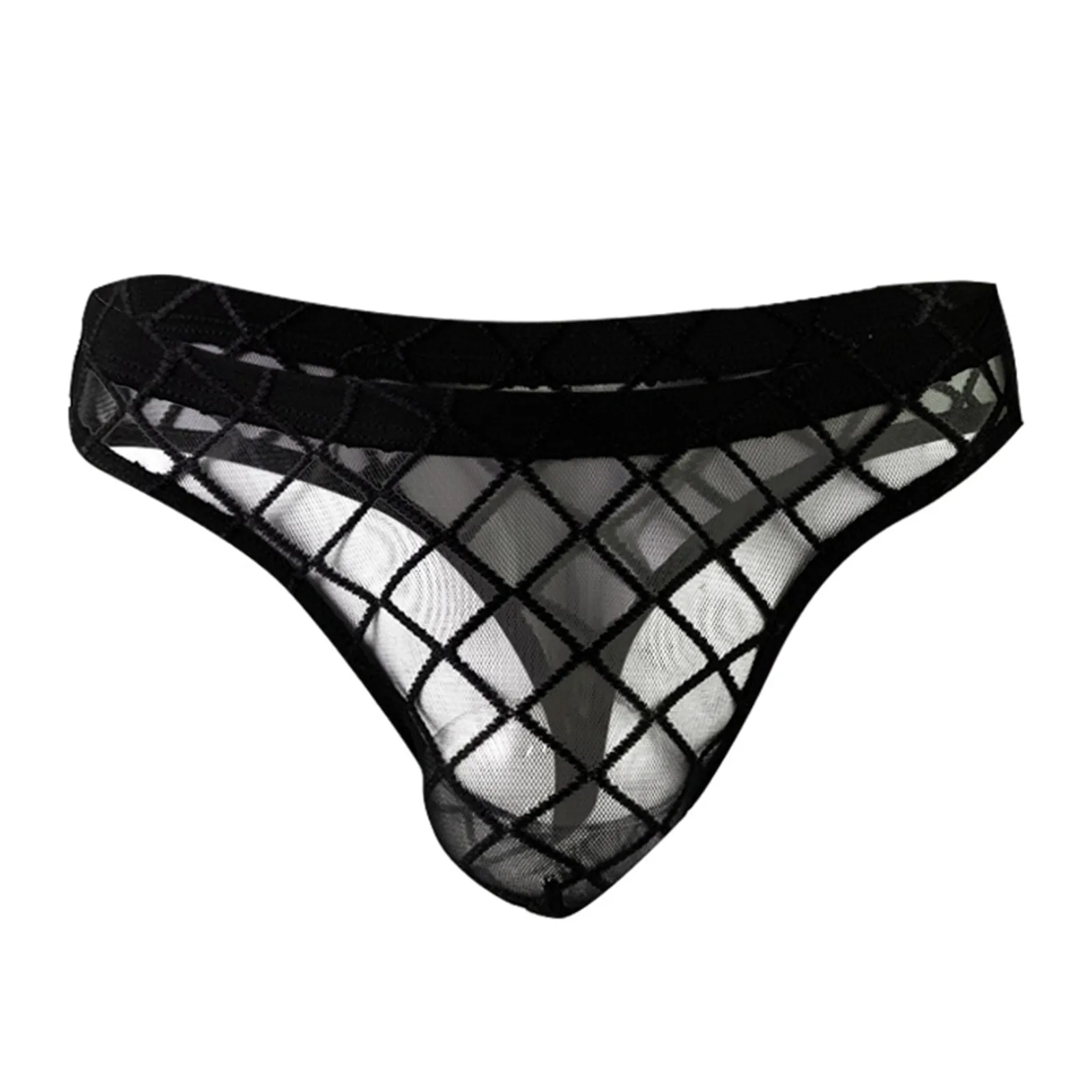 اللاتكس السراويل الرجال الرجال ثونغ مثير الماس شبكة منخفضة الارتفاع شفافة الملابس الداخلية ثونغ حزمة متنوعة غريبة