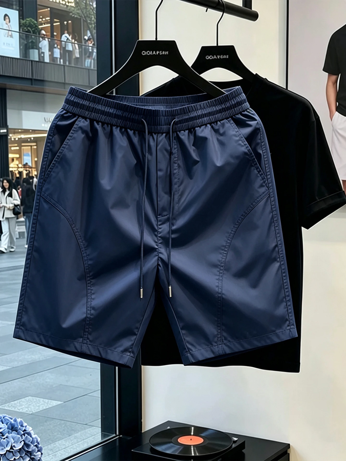 Quick Dry Ice Silk Short Pants Men's Summer Thin American Style Slant Cut Sports Five Parts Outdoor Running Cool Feeling Pants
