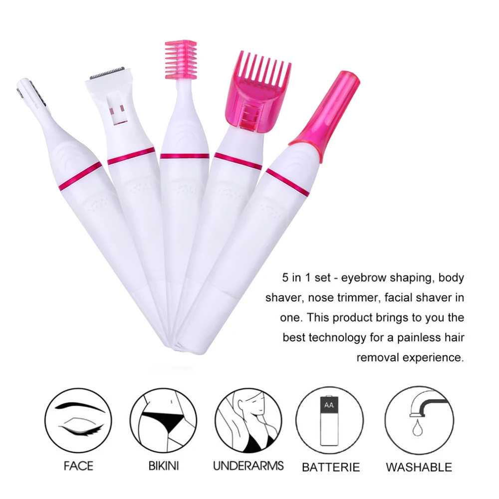 5 in 1 Women Epilator Female Eyebrow Trimmer Lady Shaver For Hair Removal Shaving Machine Face depilador Bikini Depilatory elect