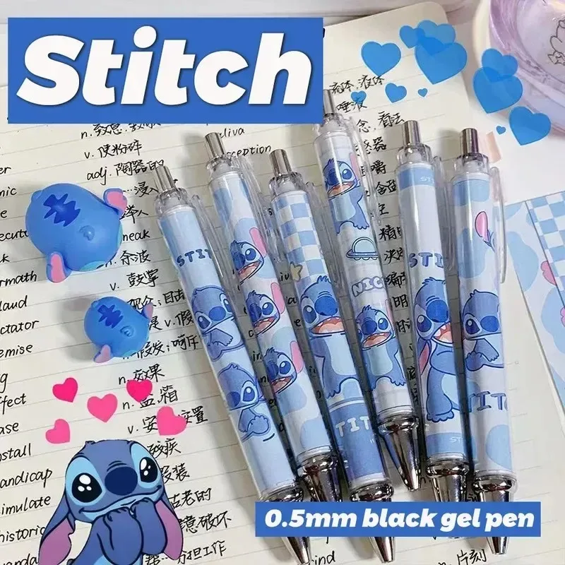 

6Pcs Disney Stitch Gel Pen Cute Cartoon 0.5mm Signature Pen Writing School Supplies Office Supplies Stationery Holiday Gifts