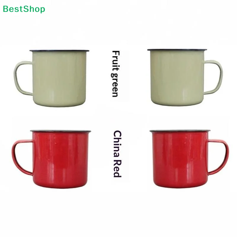 ♩Vintage Enamel Mugs,Multicolor Enamelware Coffee Cups, Retro Style Camping Mugs for Hot & Cold Drinks