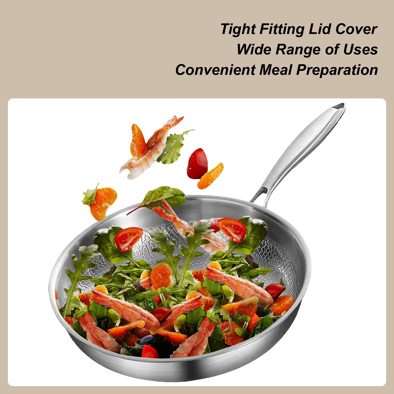 

Fry Pan Non Stick Hammered Cookware Stainless Steel Saute Pan For Induction Searing Steak Sauteing Stove Home Kitchen Cooking