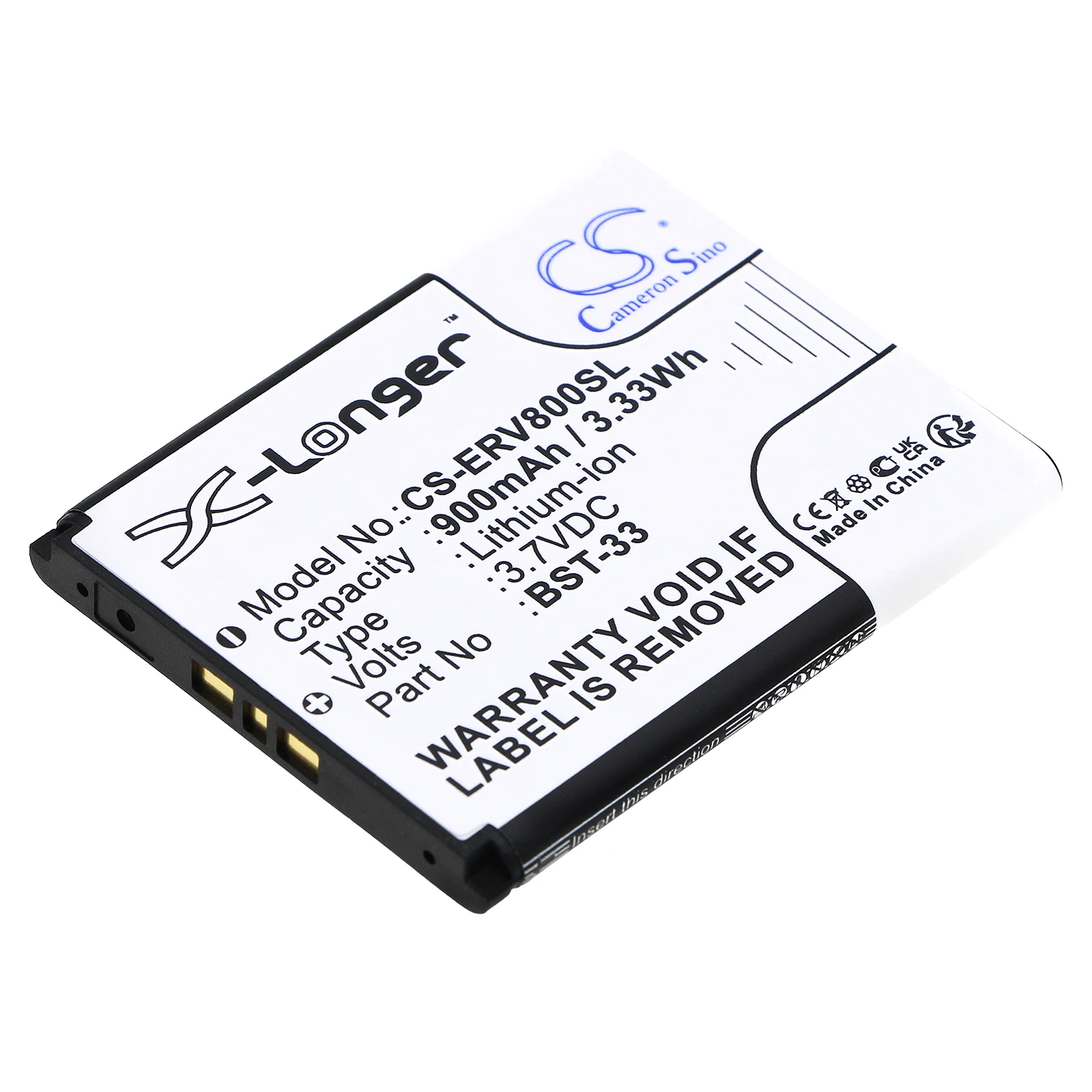 Mobile, SmartPhone 900mAh / 3.33Wh Battery For Sony Ericsson BST-33 Z800  V800i  V800  V802  V802SE  P990i  M600i  W395  C702