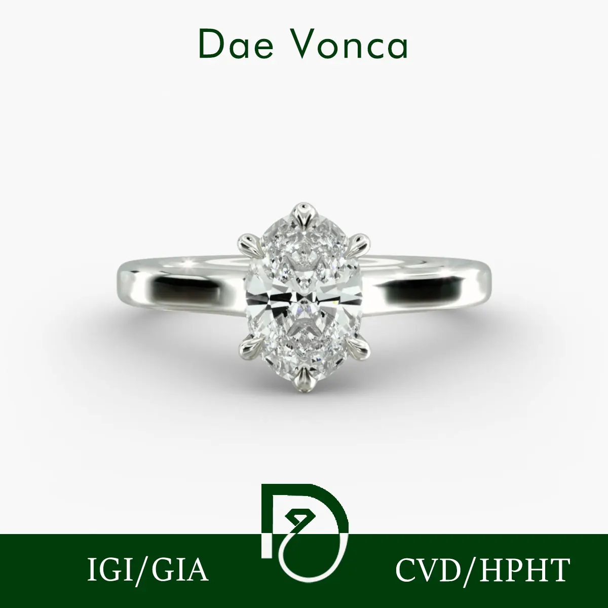 

14K White Gold Solitaire Diamond Ring Six Prong Trellis Set Oval Lab Grown Diamond Ring IGI Classic Engagement Ring For Women
