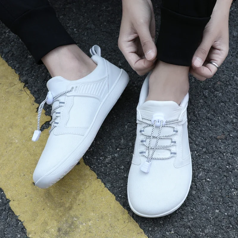 

White Wide Barefoot Flats Shoes for Women Outdoor Women's Minimalist Shoes Wide Toe Casual Walking Shoes Running
