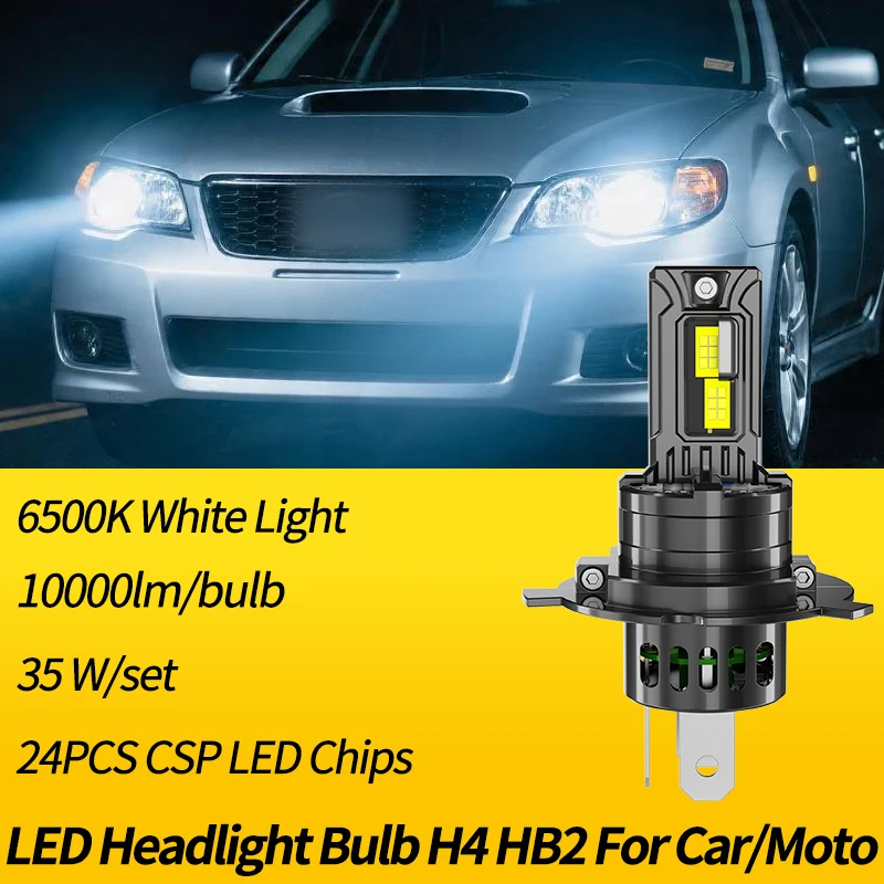 

1PC H4 HB2 LED Headlight Bulbs High Low Beams Canbus For Car/Motocycle With Fan 6500K 30000LM High Bright White Car Accessory