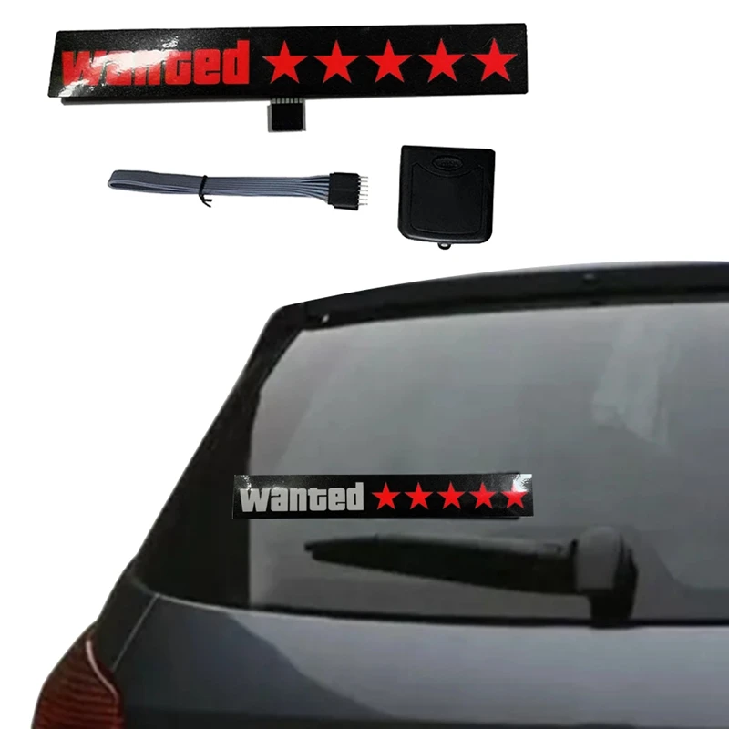 Windshield Electric 5Stars Wanted Car LED Window Stickers Light Up For JDM Glow Panel Decoration Accessories