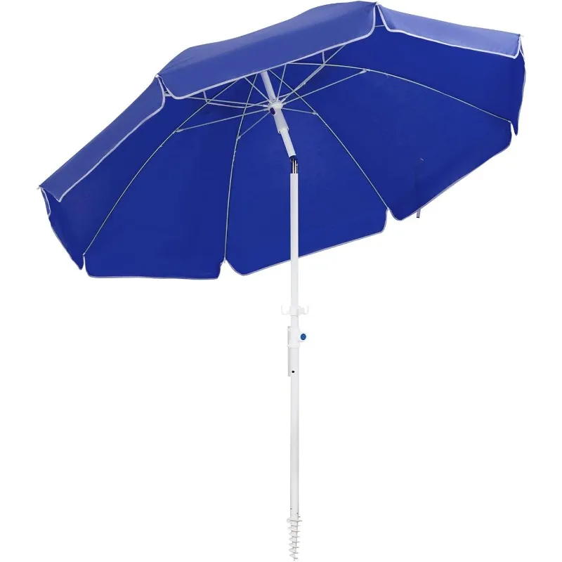 

8.5ft Beach Umbrella with Detachable Sand Anchor & Tilt Mechanism, Portable UV 50+ Protection, Outdoor Sunshade Umbrella with