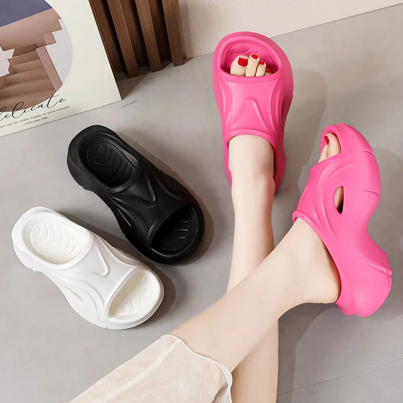 Thick Sole Wedge Slippers for Women 2024 Summer Chunky Platform Beach Sandals Woman Brand Designer Outdoor Slides Flip Flops