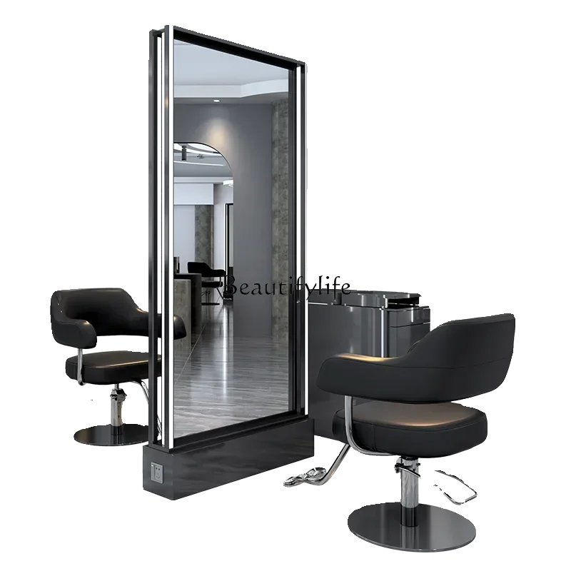 Double-Sided Floor Mirror Trendy Hair Salon Single-Sided Wall Mirror Stainless Steel