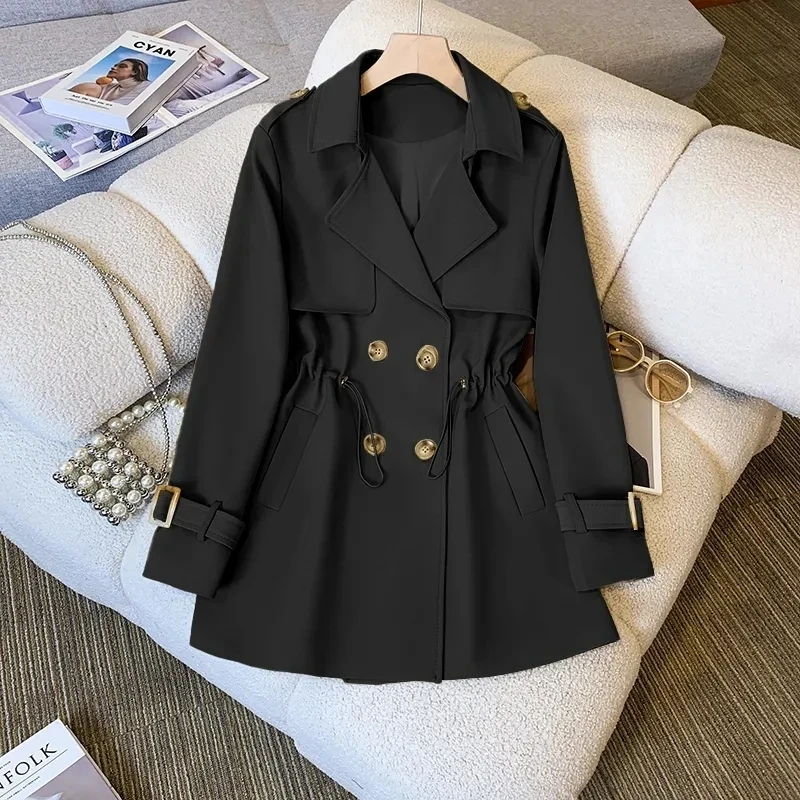 Trench Coat Women's mid length British style slimming down new 2024 Spring Autumn Cotton padded thickened coat for women Parka