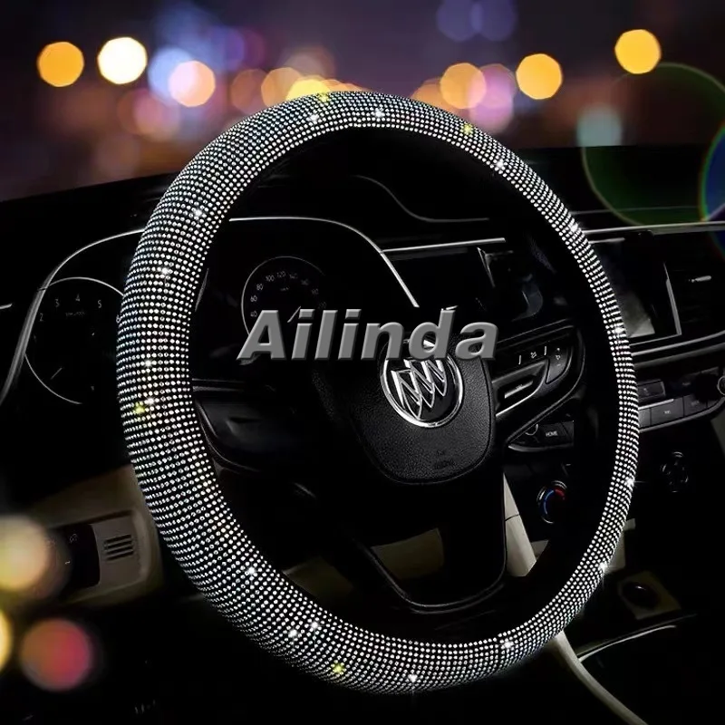 

Car steering wheel cover with diamonds, summer elastic without inner ring, full diamond, hot diamond car interior