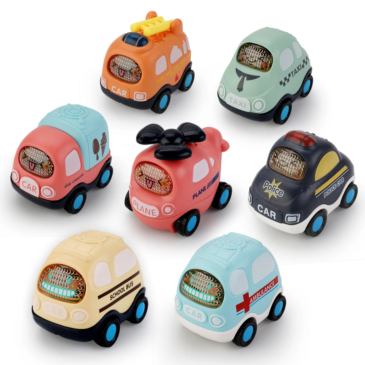 Kinderen Cartoon Press Gear Auto Speelgoed Inertie Pull-back Transparante Auto Baby Puzzel glijden Speelgoed kind Jongen Meisje 1-3 Jaar oud Cadeau