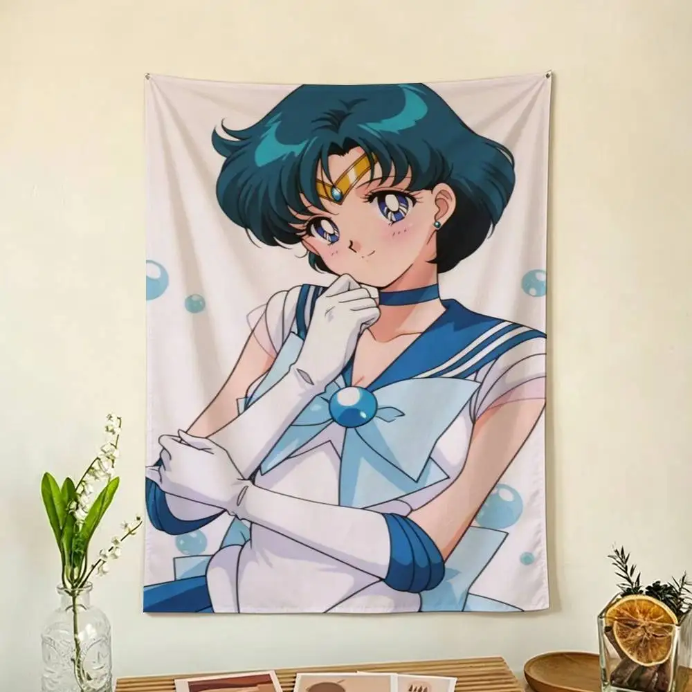 S-Sailor Moon Mizuno Ami Flag Outdoor Decorations for Bedrooms Home Decor Items Decoration Banners