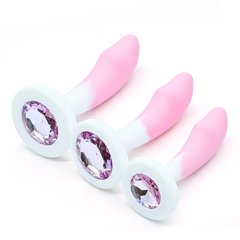 Silicone Anal Plug Gem Base Butt Plug Anal Masturbation Stimulator Anal Massage Dilatancy Toys G-point Massage Adult Sex Toys