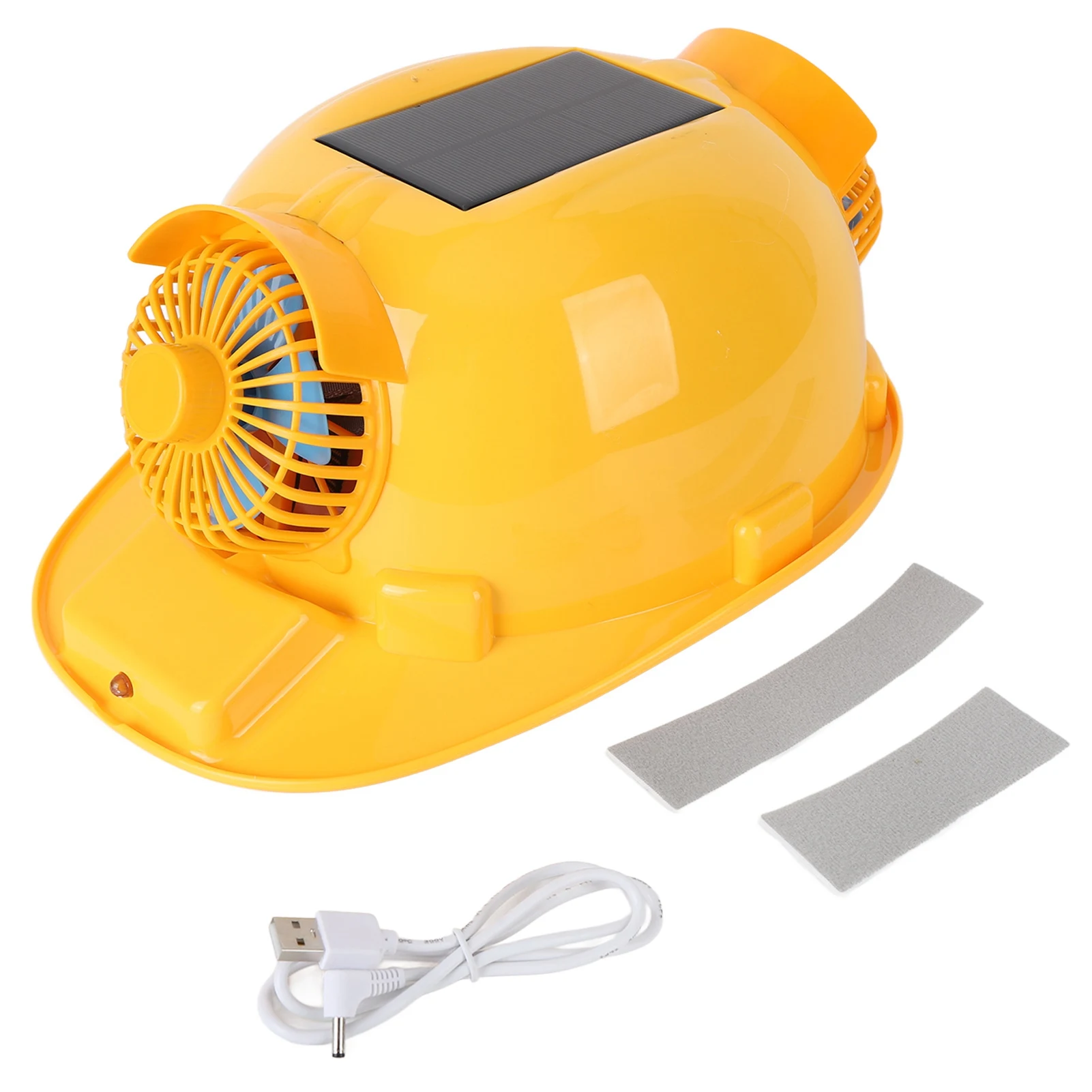 Hard Hat 2 Solar Powered Fan Safety Helmet with Light Breathable Rechargeable for Construction Home Improvement Safety Helmet