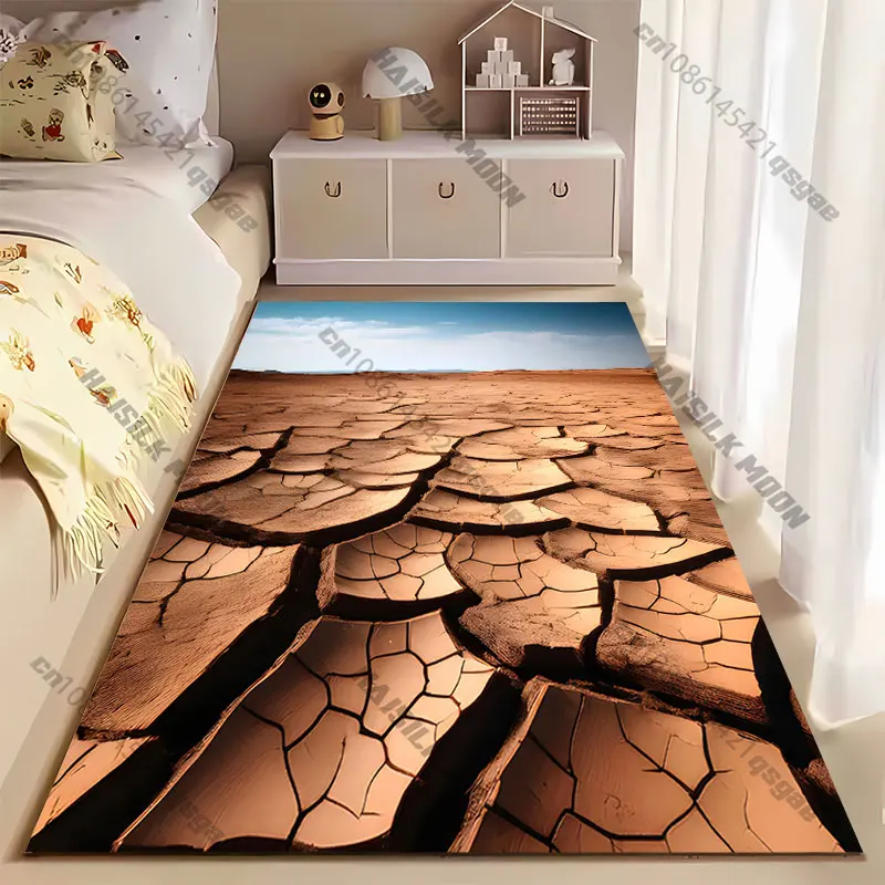 Drought cracked dry desert ground carpet Yoga living room room decor children's crawling mat doormat area rug games mat