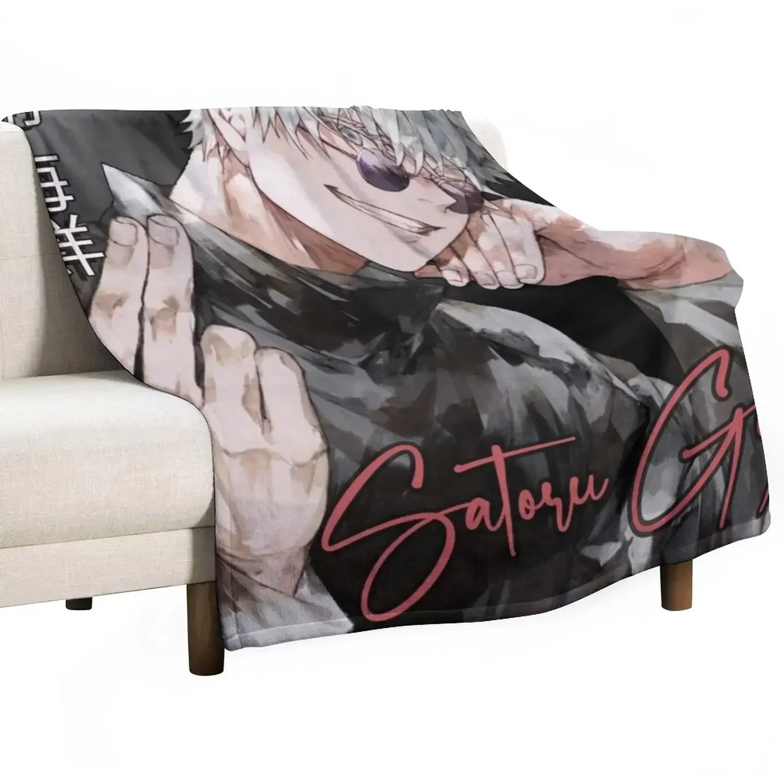 Satoru Gojo Throw Blanket Warm Plush Fuzzy Blanket for Living Room