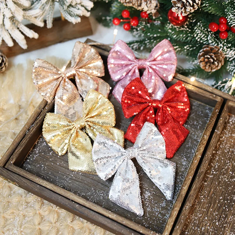 

Sparkly Party Bow Festive Multicolor Accessory Tree Decoration Eye-Catching Glitter Bow for Home Decor