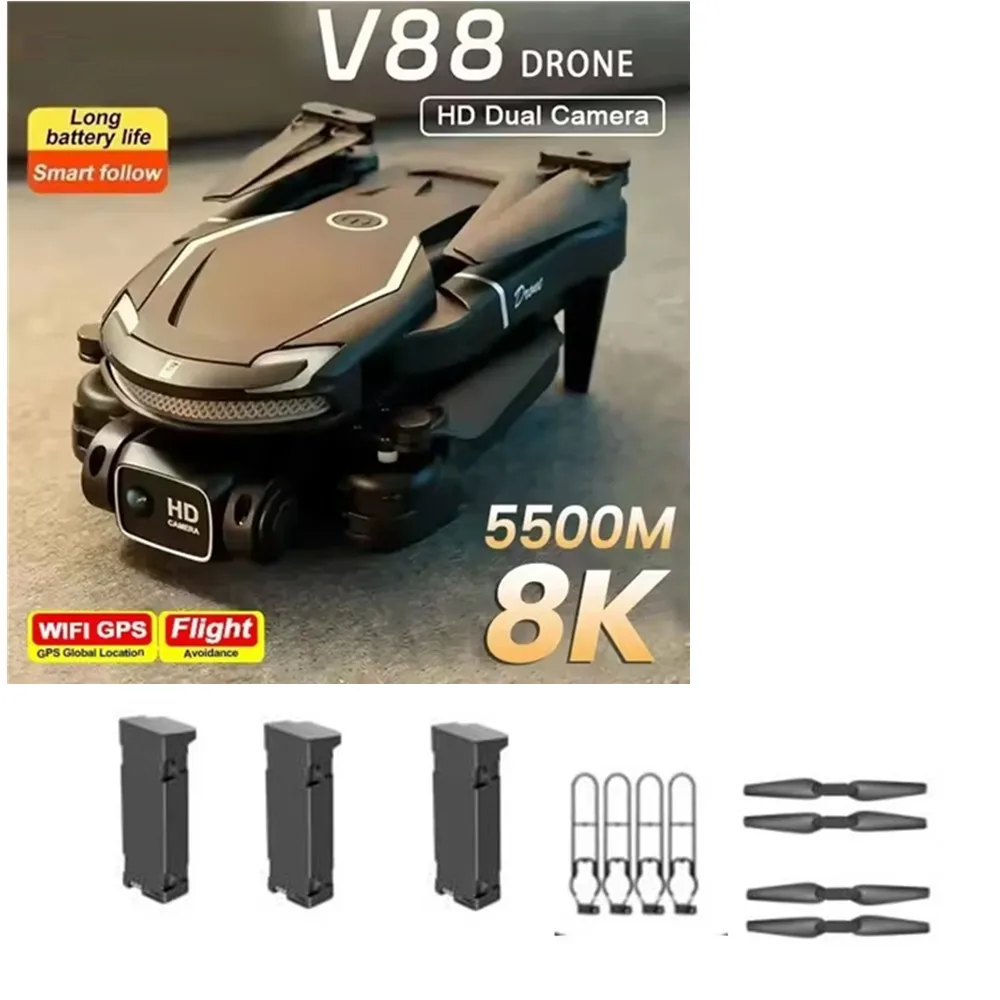 V88  Drone Battery 3.7V 1800mAh / 3600mAh / Propeller Maple Leaf / For V88 Drone Spare Parts
