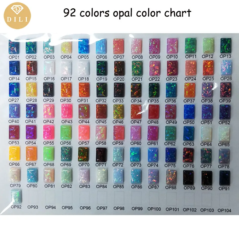 92 Colors Synthetic Bello Opal Color Chart