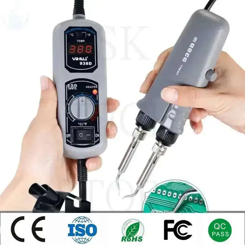 

Пинцет YIHUA938D, мини-паяльная станция 110 220 В, вилка для ЕС и США, портативные Горячие пинцеты для ремонта BGA SMD, пинцет