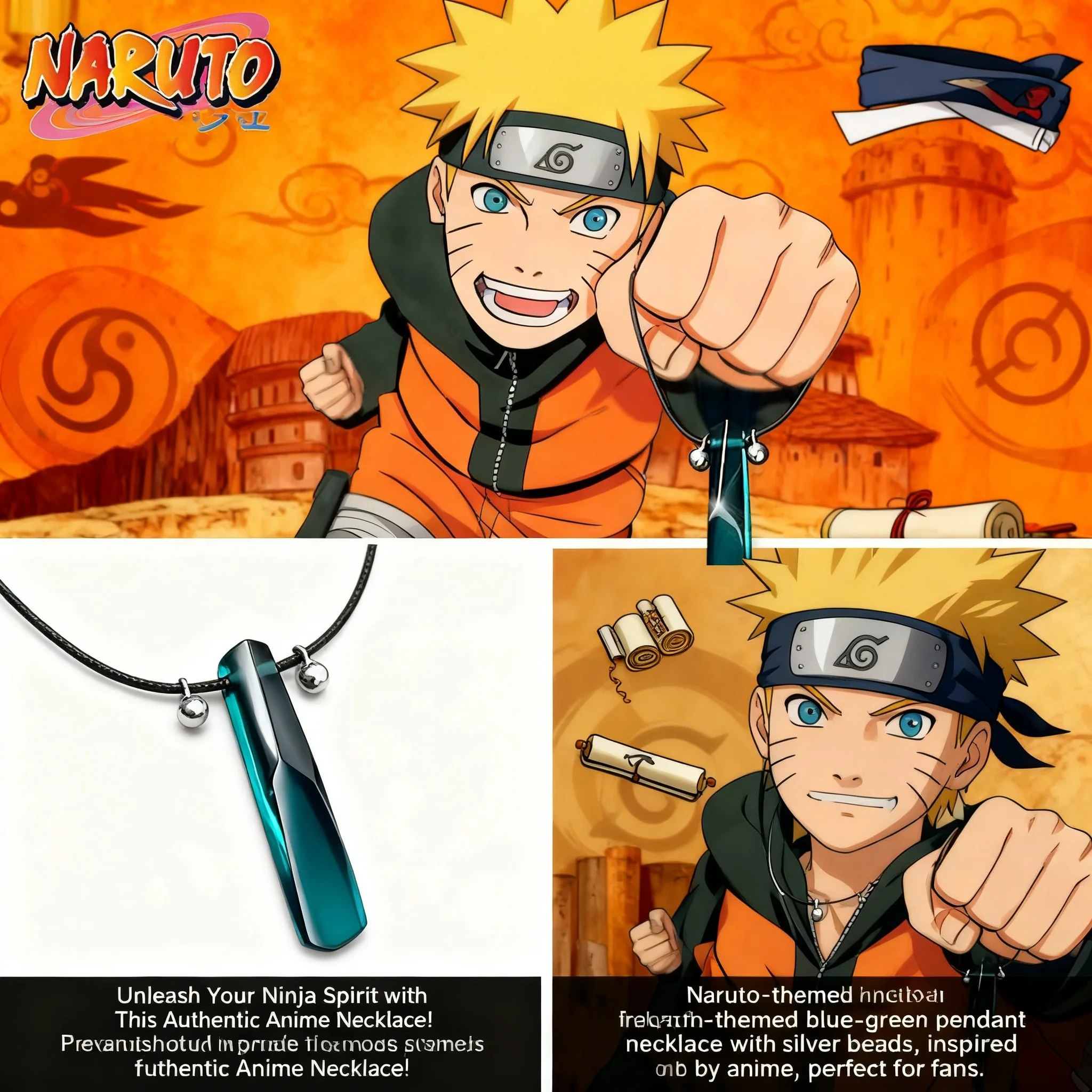 Naruto Headband Metal - ナルト 重音波風伝 ジンチュリキスタイル ペンダントネックレス 2025年新作 アニメアクセサリー