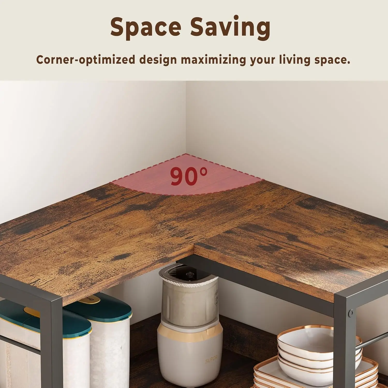 رف كتب مكون من 5 طبقات مع حواجز، وخزانة كتب صناعية مع أبواب لغرفة المعيشة والمطبخ #4