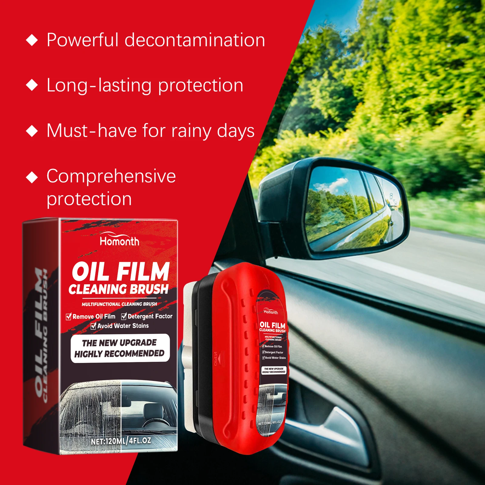 Car Glass Oil Film Remover Glass Cleaning Board Hydrophobic Glass Coating for Windshield Clear Window Auto Detailing Tool
